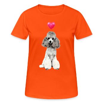 Pudel Hund Herz süßes Pudelmotiv - Frauen T-Shirt atmungsaktiv - Neonorange - Vorne - AI Model Female 172 dark (172cm)