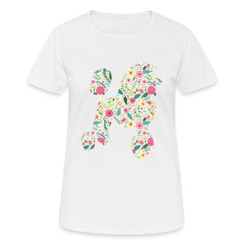 Ladies Caniche Dog Fleurs Ladies Dog Motif - T-shirt respirant Femme - blanc - Devant - AI Model Female 172 dark (172cm)