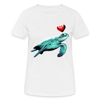 Schildkröte mit Herz Ozean Meer Naturschutz Herz - Frauen T-Shirt atmungsaktiv - Weiß - Vorne - AI Model Female 172 dark (172cm)