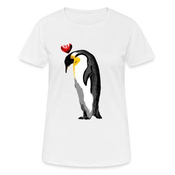 Pingouin avec coeur océan mer Nature Conservation Coeur - T-shirt respirant Femme - blanc - Devant - AI Model Female 172 dark (172cm)