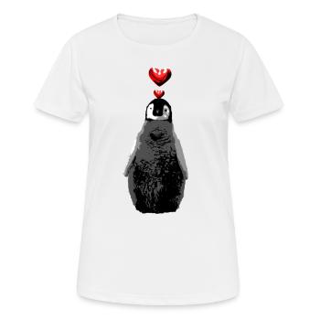 Pinguin mit Herz Ozean Meer Naturschutz Herz - Frauen T-Shirt atmungsaktiv - Weiß - Vorne - AI Model Female 172 dark (172cm)