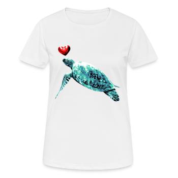 Schildkröte mit Herz Ozean Meer Naturschutz Herz - Frauen T-Shirt atmungsaktiv - Weiß - Vorne - AI Model Female 172 dark (172cm)