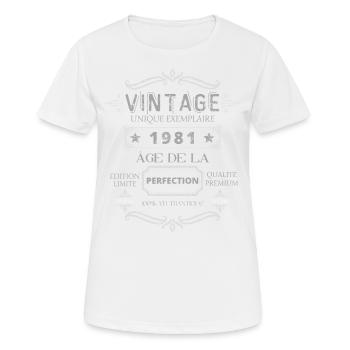 Teeshirt 1981 Vintage Âge de la Perfection - T-shirt respirant Femme - blanc - Devant - AI Model Female 172 dark (172cm)