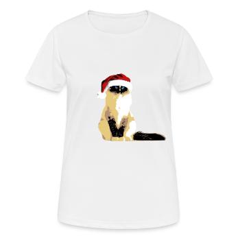 Chat birman avec chapeau de Noël Noël drôle - T-shirt respirant Femme - blanc - Devant - AI Model Female 172 dark (172cm)
