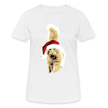 Chat avec chapeau de Noël drôle pour Noël - T-shirt respirant Femme - blanc - Devant - AI Model Female 172 dark (172cm)