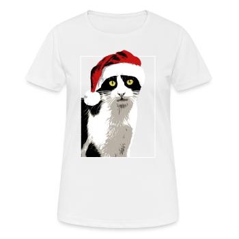 Christmas Katze Weihnachten Xmas weihnachtsmütze - Frauen T-Shirt atmungsaktiv - Weiß - Vorne - AI Model Female 172 dark (172cm)