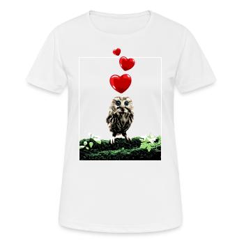 Hibou mignon aux cœurs vintage - T-shirt respirant Femme - blanc - Devant - AI Model Female 172 dark (172cm)
