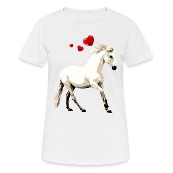 White Horse with Hearts Horse Motif Vintage - Women's Breathable T-Shirt - white - Front - AI Model Female 172 dark (172cm)