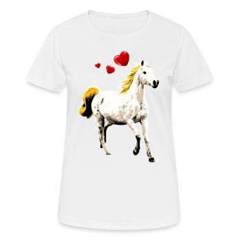 White Horse Blond with Hearts Horse Motif Vintage - Women's Breathable T-Shirt - white - Front - AI Model Female 172 dark (172cm)