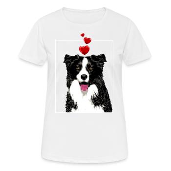 Border Collie Dog with Hearts and Tongue Vintage - Women's Breathable T-Shirt - white - Front - AI Model Female 172 dark (172cm)