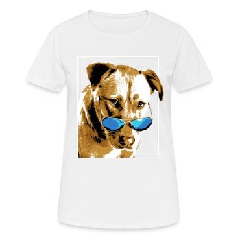 Dog with Sunglasses Retro Vintage Style - Women's Breathable T-Shirt - white - Front - AI Model Female 172 dark (172cm)