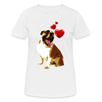 Bulldog mit Herzen Vintage Style Retro Hund - Frauen T-Shirt atmungsaktiv - Weiß - Vorne - AI Model Female 172 dark (172cm)