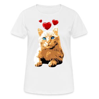 Orange Katze Blaue Augen Herz Vintage Katzenmotiv - Frauen T-Shirt atmungsaktiv - Weiß - Vorne - AI Model Female 172 dark (172cm)