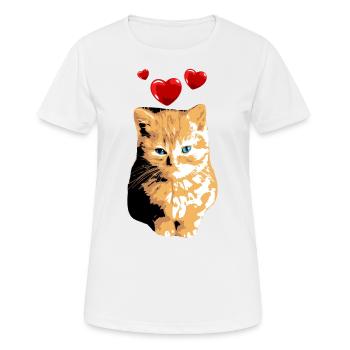 Kitten Orange Vintage with heart cat motif - Women's Breathable T-Shirt - white - Front - AI Model Female 172 dark (172cm)