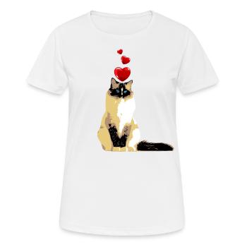 Birman cat vintage with heart cat motif - Women's Breathable T-Shirt - white - Front - AI Model Female 172 dark (172cm)