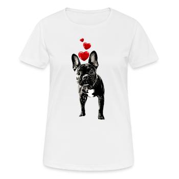 French Bulldog Vintage with heart puppy Frenchie - Women's Breathable T-Shirt - white - Front - AI Model Female 172 dark (172cm)
