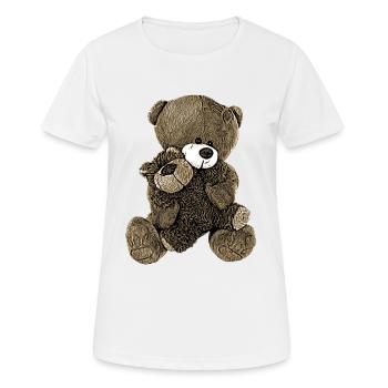 Teddy Bear Teddy Bear Cartoon Teddy bear Motif - Women's Breathable T-Shirt - white - Front - AI Model Female 172 dark (172cm)