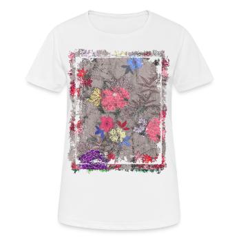 Japanisches Blumenmuster Chrysanthemenkirsche - Frauen T-Shirt atmungsaktiv - Weiß - Vorne - AI Model Female 172 dark (172cm)