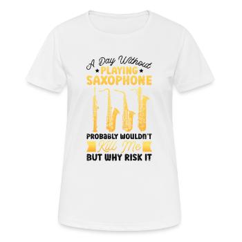 Jouer des musiciens de jazz sans saxophone - T-shirt respirant Femme - blanc - Devant - AI Model Female 172 dark (172cm)