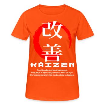 Kaizen Enso Japanese kanji words character symbol - Women's Breathable T-Shirt - neon orange - Front - AI Model Female 172 dark (172cm)