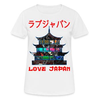 Pagode Bouddhisme Japonais Symbole Mot Kanji Amour - T-shirt respirant Femme - blanc - Devant - AI Model Female 172 dark (172cm)