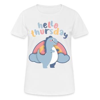 Dinosaures kawaii. Arc-en-ciel, bonjour-jeudi - T-shirt respirant Femme - blanc - Devant - AI Model Female 172 dark (172cm)