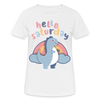 Kawaii dinosaurs. Rainbow, Hello-Saturday - Women's Breathable T-Shirt - white - Front - AI Model Female 172 dark (172cm)