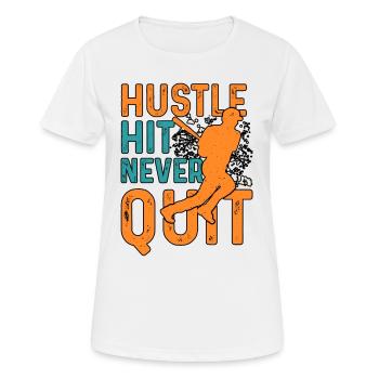 Hustle Hit Never Quit Baseball - T-shirt respirant Femme - blanc - Devant - AI Model Female 172 dark (172cm)