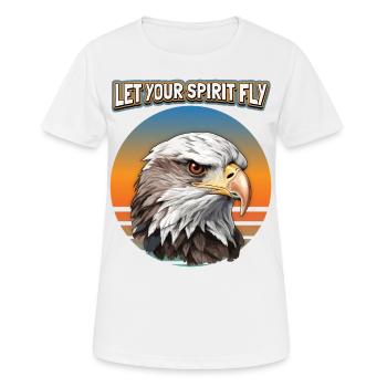 Motif d’aigle, Illustration d’aigle, dicton - T-shirt respirant Femme - blanc - Devant - AI Model Female 172 dark (172cm)