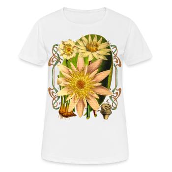 Nénuphar botanique Vintage, fleur de Lotus - T-shirt respirant Femme - blanc - Devant - AI Model Female 172 dark (172cm)