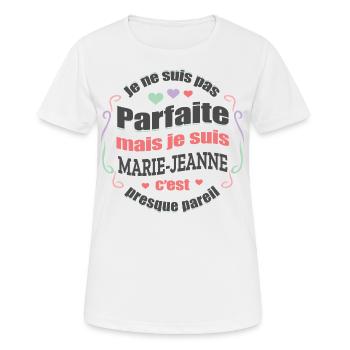 MARIE-JEANNE PARFAITE - PRENOM MARIE-JEANNE - T-shirt respirant Femme - blanc - Devant - AI Model Female 172 dark (172cm)