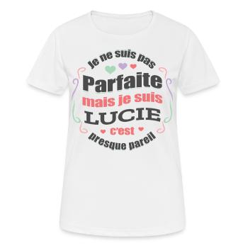 LUCIE PARFAITE - PRENOM LUCIE - T-shirt respirant Femme - blanc - Devant - AI Model Female 172 dark (172cm)