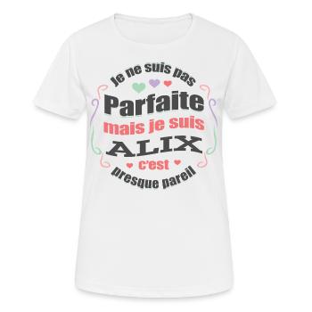 ALIX PARFAITE - PRENOM ALIX - T-shirt respirant Femme - blanc - Devant - AI Model Female 172 dark (172cm)