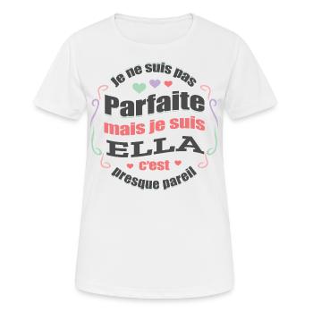 ELLA PARFAITE - PRENOM ELLA - T-shirt respirant Femme - blanc - Devant - AI Model Female 172 dark (172cm)