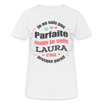 LAURA PARFAITE - PRENOM LAURA - T-shirt respirant Femme - blanc - Devant - AI Model Female 172 dark (172cm)