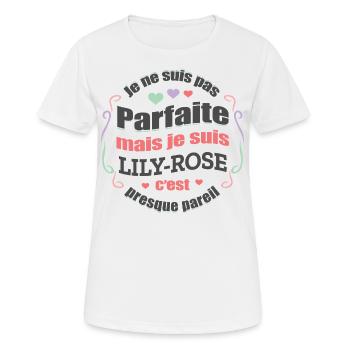 LILY-ROSE PARFAITE - PRENOM LILY-ROSE - T-shirt respirant Femme - blanc - Devant - AI Model Female 172 dark (172cm)