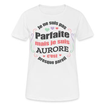 AURORE PARFAITE - PRENOM AURORE - T-shirt respirant Femme - blanc - Devant - AI Model Female 172 dark (172cm)