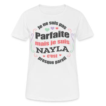 NAYLA PARFAITE - PRENOM NAYLA - T-shirt respirant Femme - blanc - Devant - AI Model Female 172 dark (172cm)