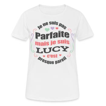 LUCY PARFAITE - PRENOM LUCY - T-shirt respirant Femme - blanc - Devant - AI Model Female 172 dark (172cm)