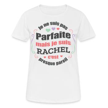 RACHEL PARFAITE - PRENOM RACHEL - T-shirt respirant Femme - blanc - Devant - AI Model Female 172 dark (172cm)