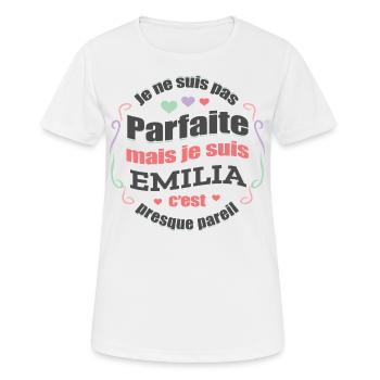 EMILIA PARFAITE - PRENOM EMILIA - T-shirt respirant Femme - blanc - Devant - AI Model Female 172 dark (172cm)