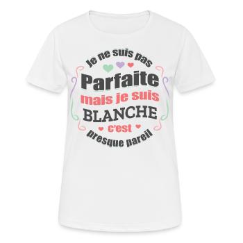 BLANCHE PARFAITE - PRENOM BLANCHE - T-shirt respirant Femme - blanc - Devant - AI Model Female 172 dark (172cm)