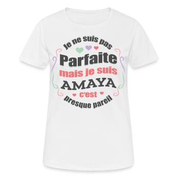 AMAYA PARFAITE - PRENOM AMAYA - T-shirt respirant Femme - blanc - Devant - AI Model Female 172 dark (172cm)