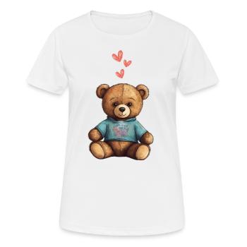 Teddy Bear Cartoon with Hearts Teddy Bear Cute - Women's Breathable T-Shirt - white - Front - AI Model Female 172 dark (172cm)
