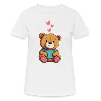 Teddy Bear Cartoon with Hearts Teddy Bear Cute - Women's Breathable T-Shirt - white - Front - AI Model Female 172 dark (172cm)