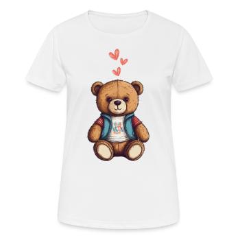 Teddy Bear Cartoon with Hearts Teddy Bear Cute - Women's Breathable T-Shirt - white - Front - AI Model Female 172 dark (172cm)