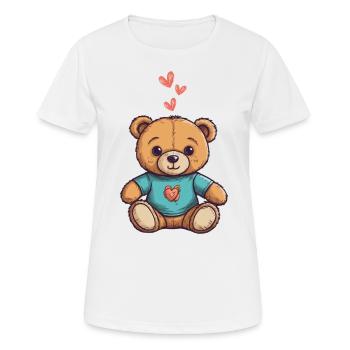 Teddy Bear Cartoon with Hearts Teddy Bear Cute - Women's Breathable T-Shirt - white - Front - AI Model Female 172 dark (172cm)