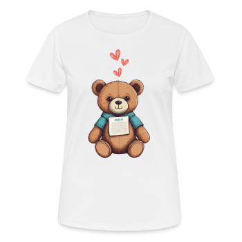 Teddy Bear Cartoon with Hearts Teddy Bear Cute - Women's Breathable T-Shirt - white - Front - AI Model Female 172 dark (172cm)