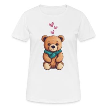Teddy Bear Cartoon with Hearts Teddy Bear Cute - Women's Breathable T-Shirt - white - Front - AI Model Female 172 dark (172cm)