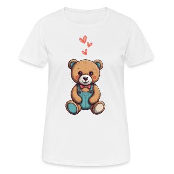 Teddy Bear Cartoon with Hearts Teddy Bear Cute - Women's Breathable T-Shirt - white - Front - AI Model Female 172 dark (172cm)